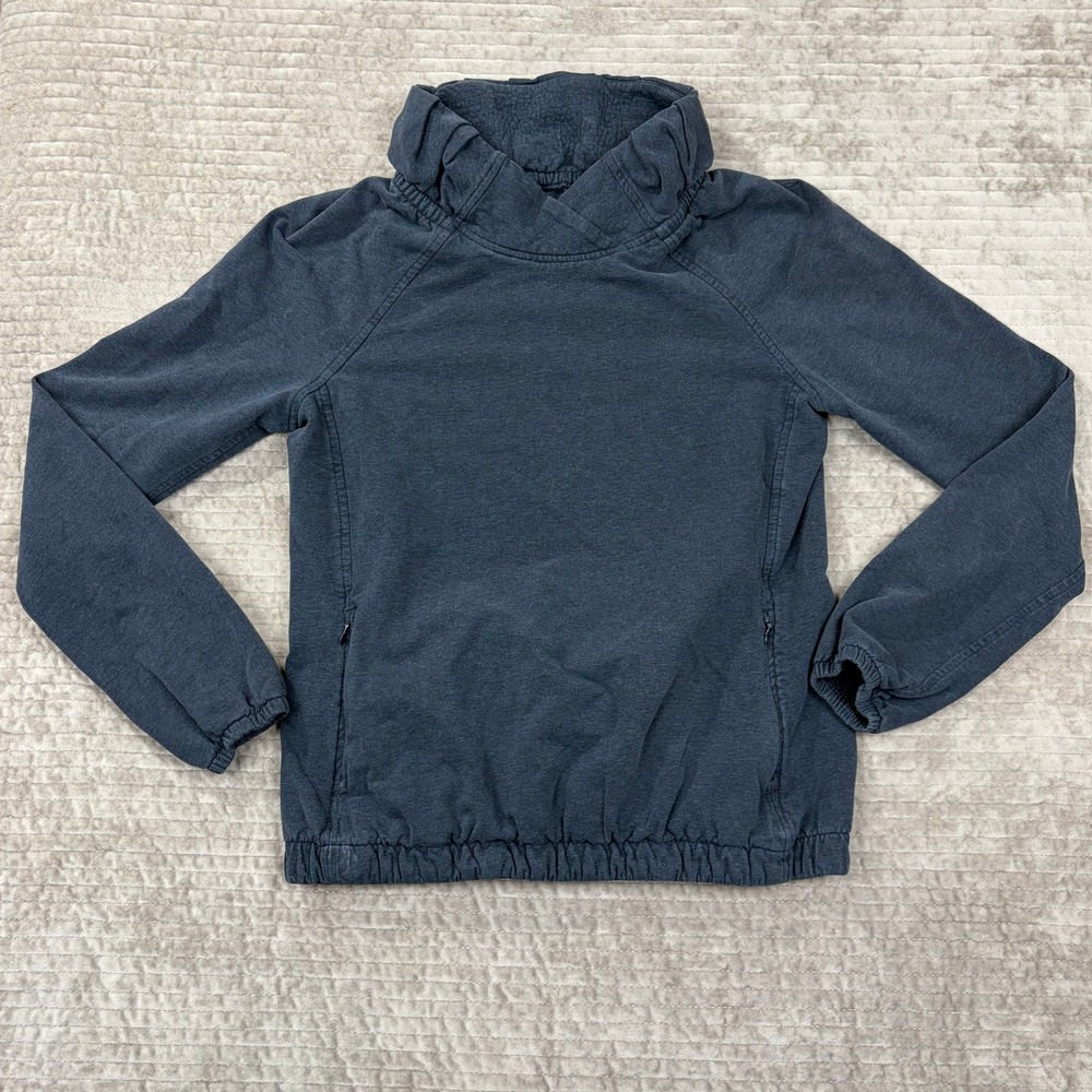 Lululemon Athletica Gray Funnel Neck Ruched Pullover‎ Sweatshirt Size 6 Pocket